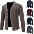 thumbnail image 1 of LOVZFMLL Men's Sweaters, Acrylic V-Neck Ribbd Cardigan, Fashion Casual Button Pocket Stretchy, Warm Winter Tops, Fall Clothes, 1 of 5