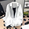 thumbnail image 3 of sunsanly Summer Chiffon Shirt Lapel Long Sleeve Single Breasted Shirt Coat Solid Color Thin Sun Protection Clothing Women Shirt Tops, 3 of 8