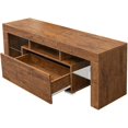 thumbnail image 5 of TV Stand with LED Lights, 1 Drawer and Open Shelves High Gloss Entertainment Center Media Console Table Storage Desk for Up to 60 Inch TV, 5 of 9