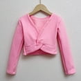 thumbnail image 4 of BRGZLK Girls Ballet Wrap Tops V-Neck Long Sleeve Thick Cotton Dance Sweater Shawl Fall Winter Coat for Kids Pink 7-8 Years, 4 of 5