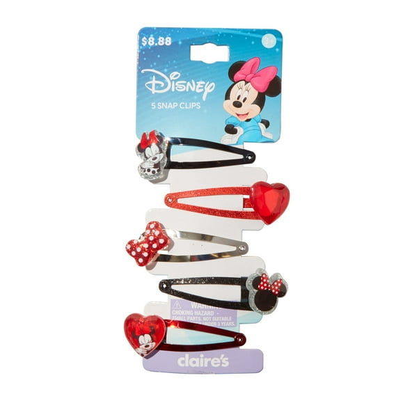 Claire's Disney Minnie Mouse Hair Snap Clips with Charms, 5-Pack, Children's