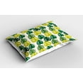 thumbnail image 2 of Ambesonne Tropical Pillow Sham 2 Pack, Monstera Leaves Monochrome, 36"x20", Lime Green and Emerald, 2 of 3
