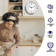 thumbnail image 3 of Reloj de pared HITO Silent con tapa de cristal de 10 pulgadas y aluminio plateado, 3 of 8