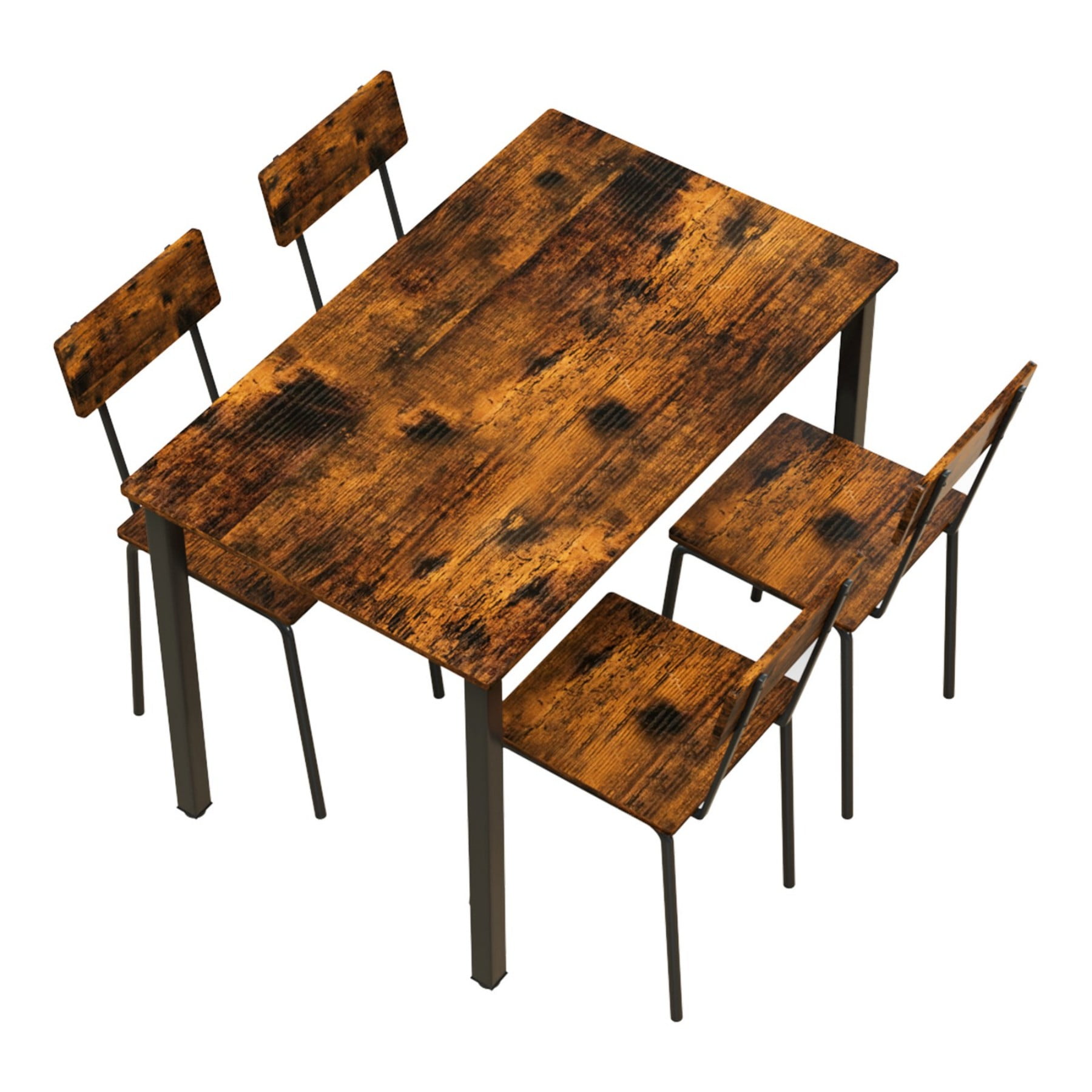 Leumius Dining Table Set for 4,Modern Wooden Kitchen Table, Square Dinette Set for Kitchen Dining Room,Dark Walnut 02