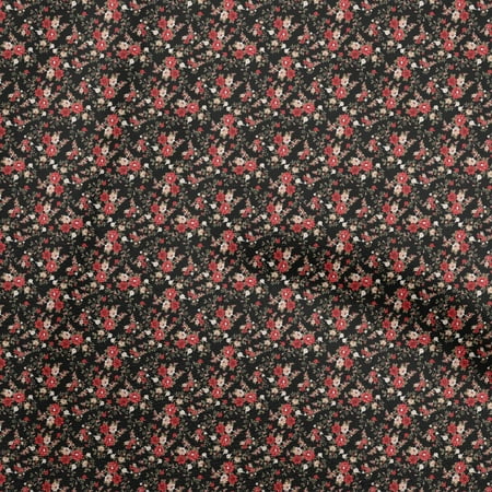 oneOone Cotton Poplin Twill Black Fabric Floral Quilting Supplies Print Sewing Fabric By The Yard 56 Inch Wide