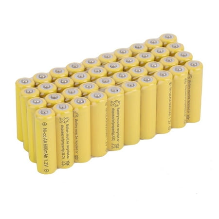 40 AA Rechargeable Batteries NiCd 600mAh 1.2v Garden Solar Ni-Cd Light LED (Best Rechargeable Batteries For Outdoor Solar Lights)