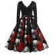 thumbnail image 1 of Vestido HUOGUO Fashion de manga larga con estampado de patchwork para mujer, 1 of 4