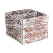 Mind Reader All-in-One Tabletop Caddy, Rustic Style Utensil Organizer, 4 Section Storage for Silverware, Napkins, Paintbrushes, Crafting Supplies, Painted Wood, Brown