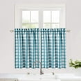 thumbnail image 2 of GlowSol Buffalo Plaid Tier Curtains Farmhouse Thick Yarn Dyed Blackout Cafe Curtains for Bathroom Dining Room, Teal White, 28"W x 36"L x 2 Panels, 2 of 6