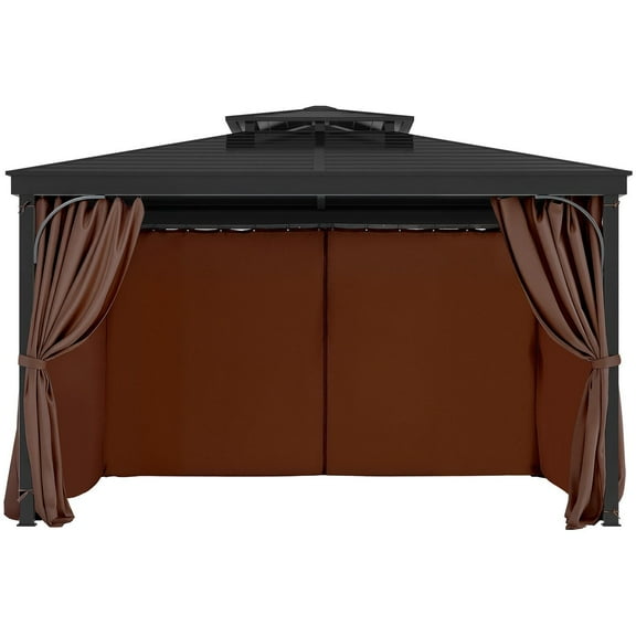 Outdoor Gazebo Privacy Curtain 10' x 10' Waterproof, 6.9' Tall Coffee-Colored Shade Screen