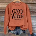 thumbnail image 2 of Certgust Women's Sweatshirts Under $10 Womens Good Witch Most Of The Time Lettered Halloween Print Pullover Neck Sweatshirt, 2 of 4