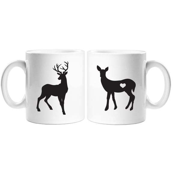 Buck and Doe White Coffee Mug Set