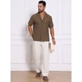 thumbnail image 2 of DARING DIVA Men's Hollow Jacquard Camp Collar Short Sleeve Beach Texture Shirts 2XL Brown, 2 of 7