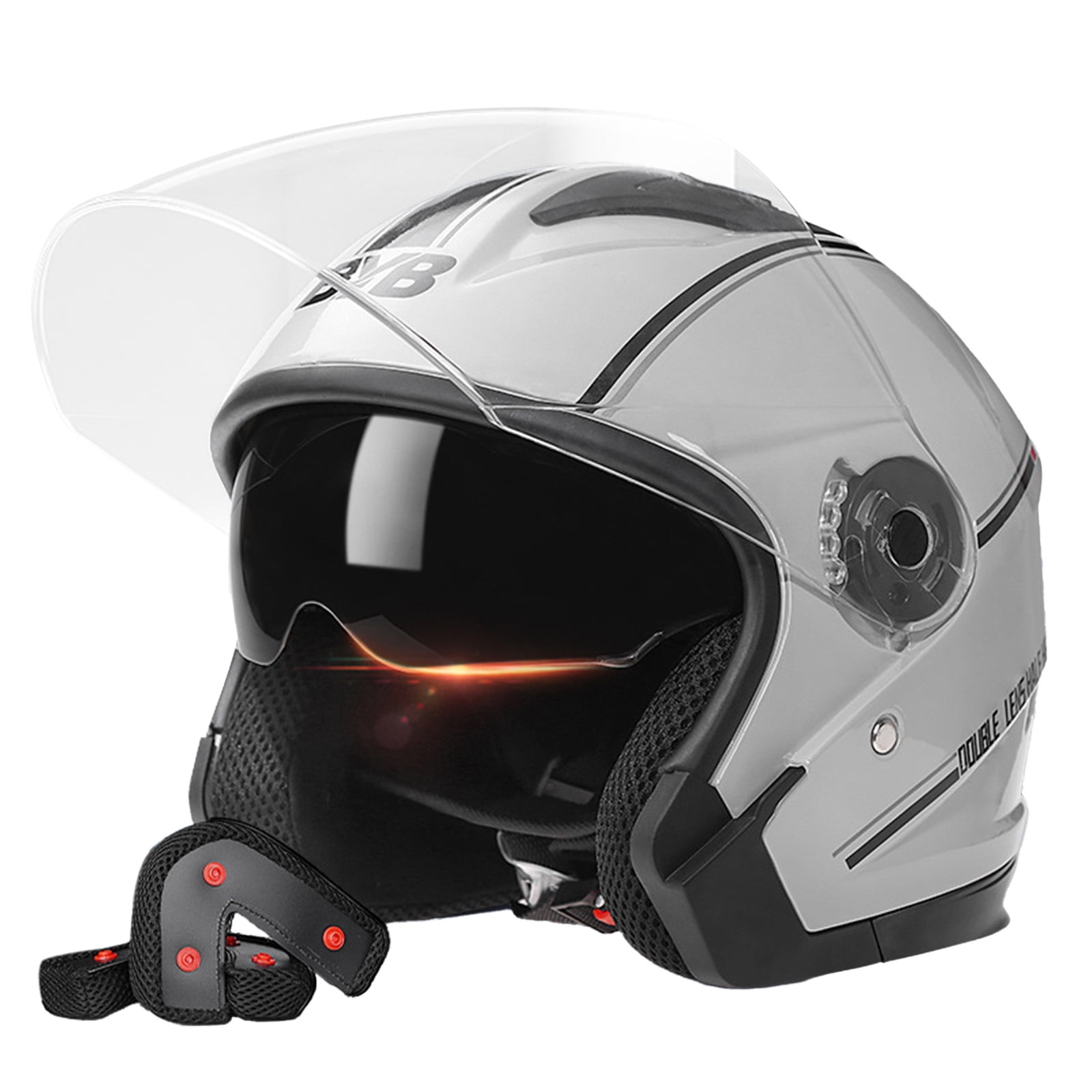 Visière Casque Moto Rétro 3 Boutons-Pression Coupe-Vent Bouclier Solaire