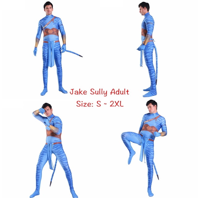 2022 Nuevo Avatar 2 Cosplay Disfraz Película Jake Sully Neytiri Traje Zentai Monos Halloween Para Mujeres Hombres Niñas Niños