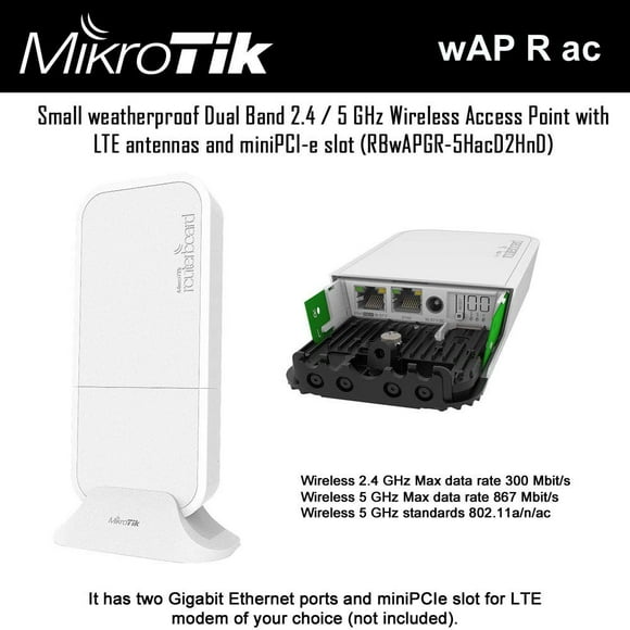 Mikrotik wAP R ac Small Weatherproof Dual Band 2.4/5 GHz Wireless Access Point (RBwAPGR-5HacD2HnD) (Without LTE Card)