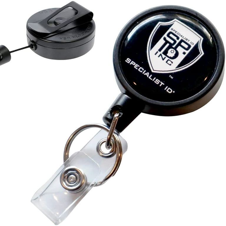  5 Pack - Heavy Duty Retractable Badge Reels with ID