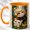 Orange, variant on Woodland Cat Trio Coffee Mug, Forest Pet Mug, Ceramic 11 oz