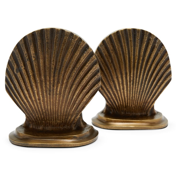 Antique Brass Sea Shell Bookends By Drew Barrymore Flower Home Walmart Com Walmart Com