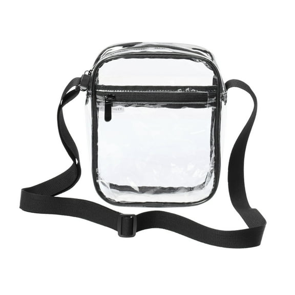 Mafoose Adjustable Strap Clear Crossbody Bag with Pocket Clear/ Black