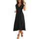 thumbnail image 4 of INSPIRE CHIC Vestido de Mujer con Mangas Cortas, Envoltura, Cuello en V, Fluido, con Volantes, Plisado, Casual con Cinturón, Midi, Negro, 4 of 6