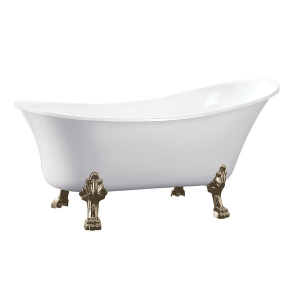 Aqua Eden VTND512824C8 51-Inch Acrylic Single Slipper Clawfoot Tub (No Faucet Drillings), White/Brushed Nickel