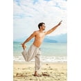 thumbnail image 3 of COOFANDY Men's Cotton Linen Harem Pants Drawstring Casual Cropped Trousers Lightweight Loose Beach Yoga Pants with Pockets, 3 of 6