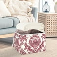 thumbnail image 5 of Foldable Fabric Storage Bin With Handle Collapsible Basket Box Storage With Lid Organizer Red Damask Pattern, 5 of 7