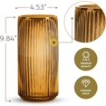 thumbnail image 3 of SHIQI-Ribbed Flower Vase with Rounded Bottom - Honey Hand-Blown Glass Vases for Flowers, Fluted & Ribbed Design - Elegant Ribbed Vase for Flowers, Premium Honey Glass Vase for Decoration, 3 of 4