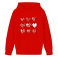 thumbnail image 6 of yoeyez Girls Valentine Hoodies Heart Print Long Sleeve Sweatshirt Casual Holiday Outfit Cute Valentine's Clothing for Kids Red,11 Years, 6 of 6