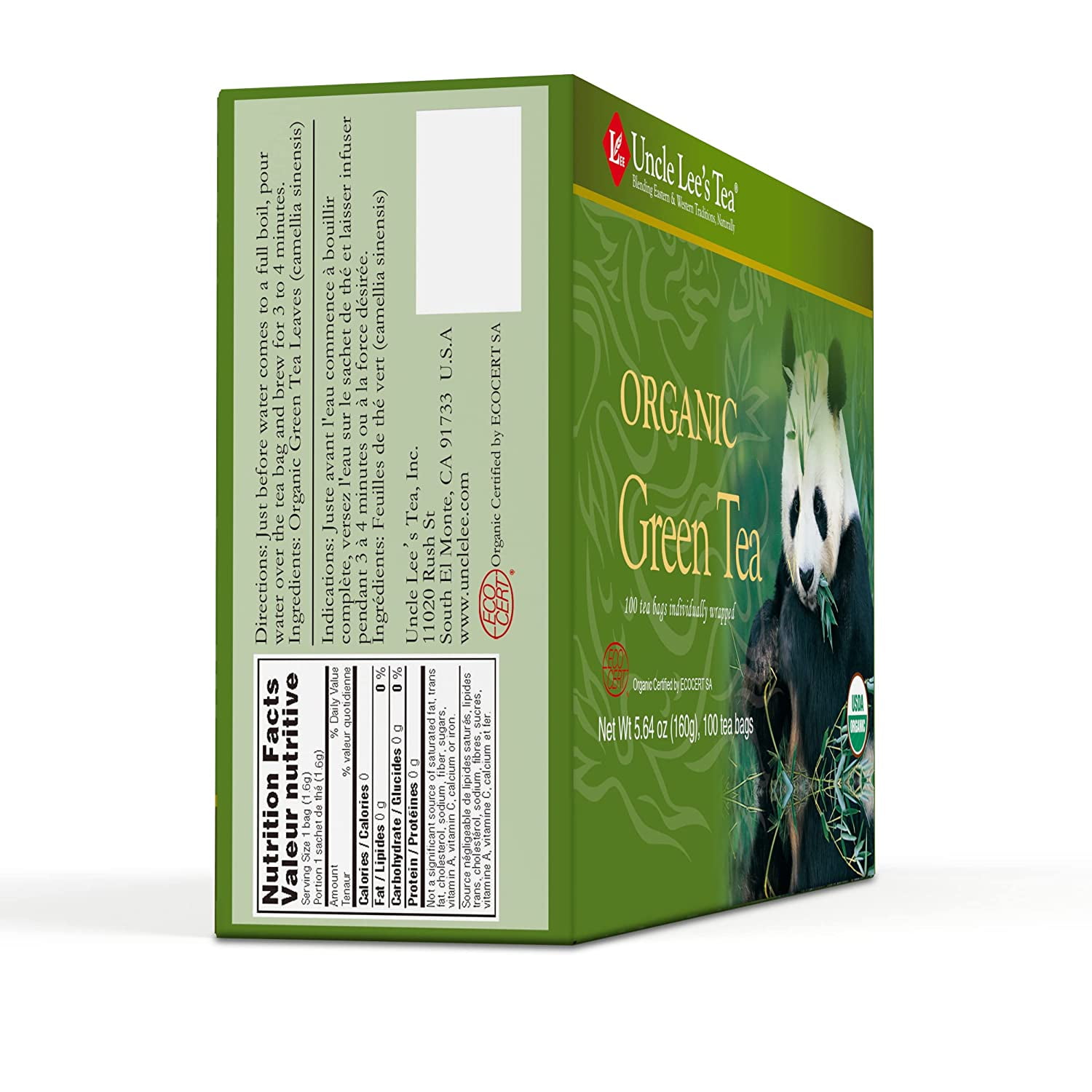 Uncle Lee's Tea Organic Green Tea 100 Bag(S) 
