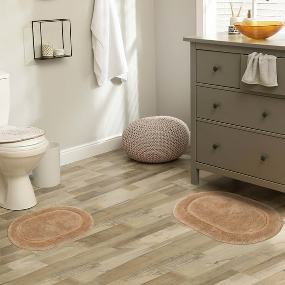 BNM Non-Slip Washable Bath Rug Set, 20" x 30", 24" x 36", Taupe