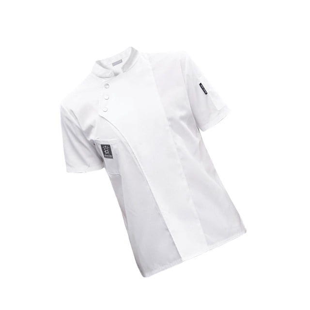 Hi,Fancy Chef Jacket Short Sleeve Cooking Clothes Simple Chef Coat for Restaurant White L