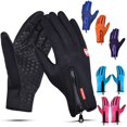 thumbnail image 2 of Guantes de esquí con cremallera y forro polar para pantalla táctil, para otoño e invierno, cálidos, con forro polar, resistentes al frío, impermeables, para exteriores, para hombres y mujeres, 2 of 4