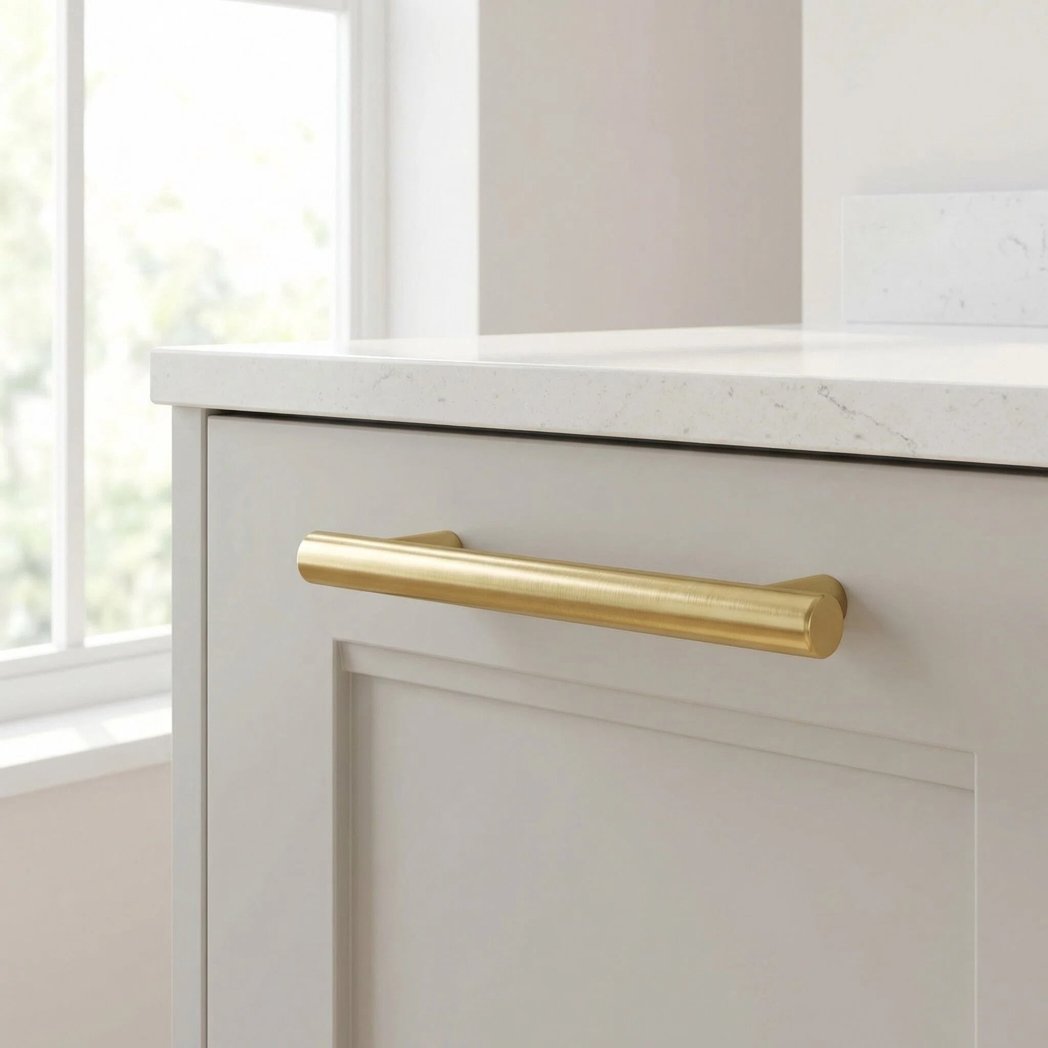 Fitviso 10 Pack 3" Inch(76mm) Hole Center Drawer Pulls，Brushed Brass Cabinet Pulls Stainless Steel Drawer Handles for Dresser Drawers