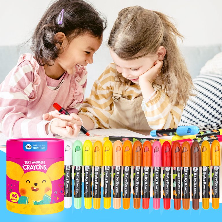 SDJMa Crayons for Toddlers, 12 Colors Crayons Non Toxic Washable Crayons,  Easy to Hold Silky Large Crayons, Safe for Babies and Children, Gift for