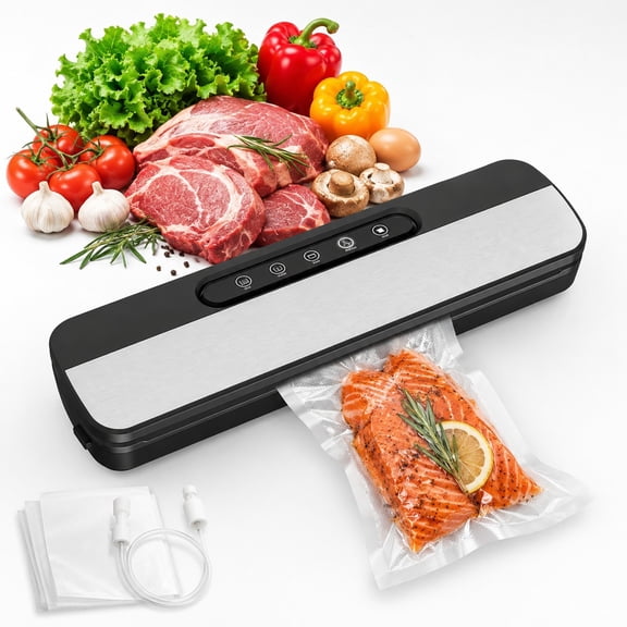 Vacuum Sealer Machine, 60kPa Food Sealer with Dry & Moist Modes, Multiple Functions, Built-in Cutter & Storage, Black