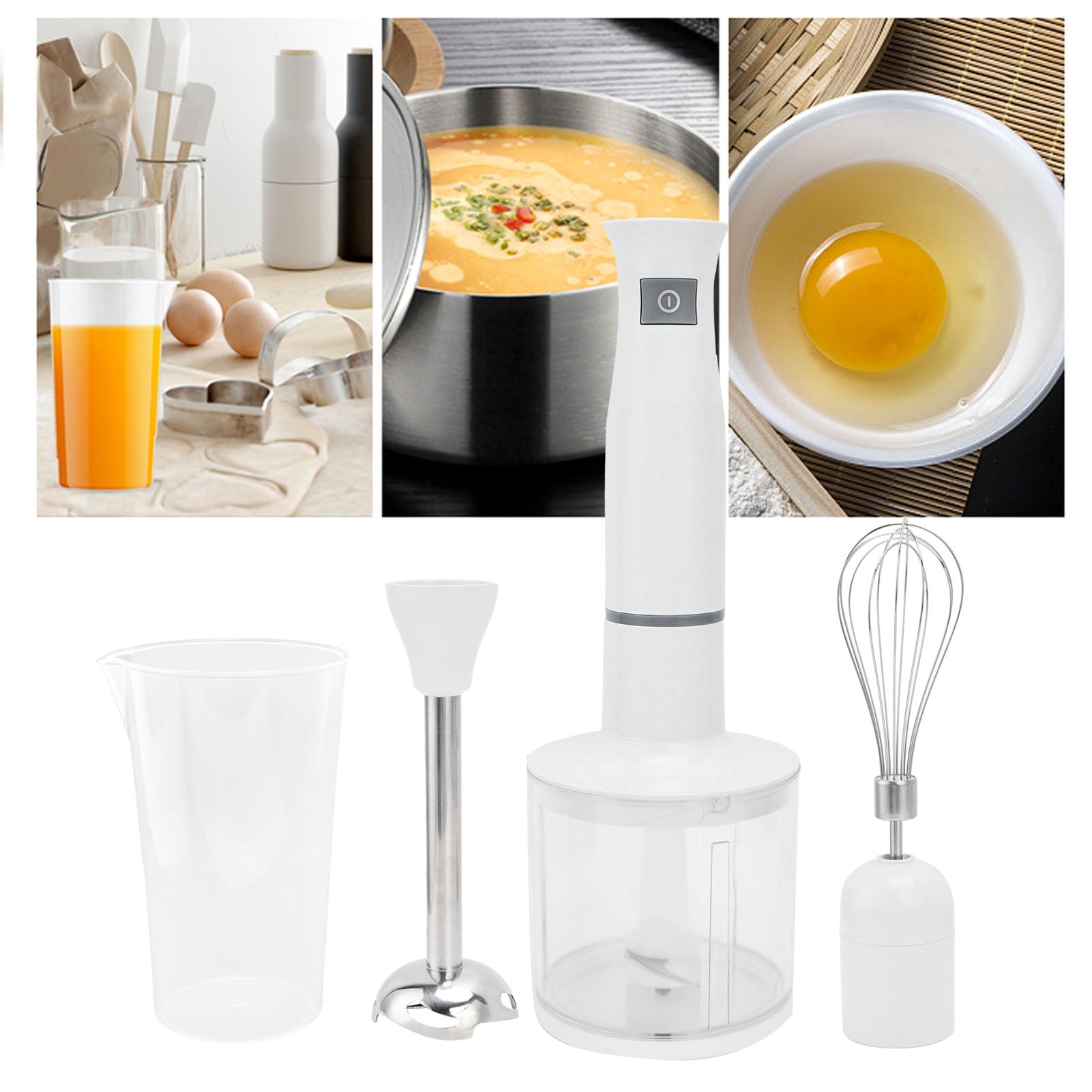 Rupoun 800W Multifunctional Hand Blender Electric Food Mixer Juicer Meat Grinder for Home Kitchen 220V EU Plug Stainless Steel Blades Includes Whisk and Beaker, Black