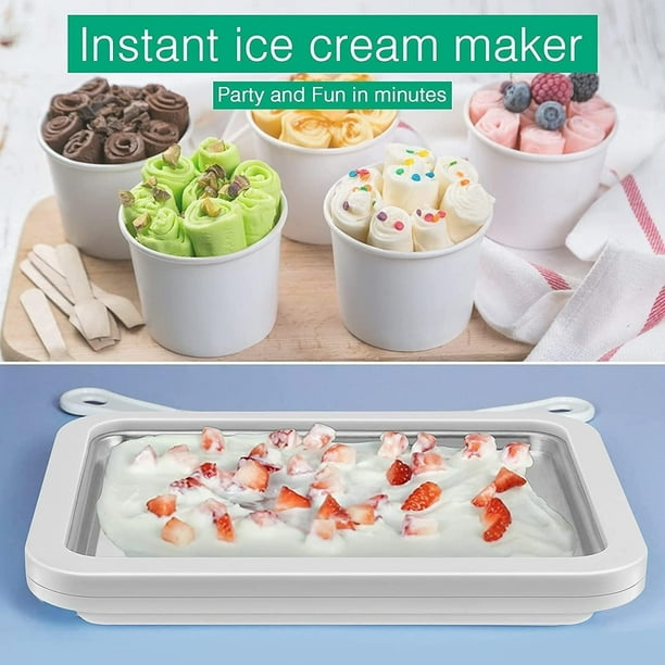 Holloyiver Ice Cream Roll Maker Rolled Ice Cream Machine Sweet Spot Pan Instant Cold Plate Ideal for Making Rolled Ice Cream Soft Serve Frozen Yogurt Sorbet and Gelato White Walmart Business