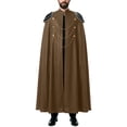 thumbnail image 4 of Virmaxy Halloween Costume Men's Costume Cloak High Stand Collar Gothic Style Cape with Gold Chains for Halloween Cosplay Party Dress Up Coffee, 4 of 7