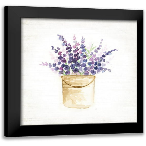 Nan 12x12 Black Modern Framed Museum Art Print Titled - Bucket of Lavender II