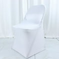 thumbnail image 3 of Balsa Circle White Satin Rosette Back Spandex Stretchable Fitted Folding Chair Cover Party Events Decorations, 3 of 8