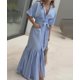 thumbnail image 2 of Vestido largo utcoco para mujer de verano 2025, a rayas, azul, algodón, 2 of 5