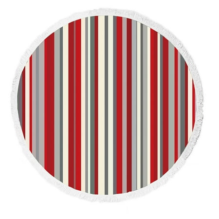 Gckg Red Gray Vertical Stripes Round Beach Towel Beach Mats