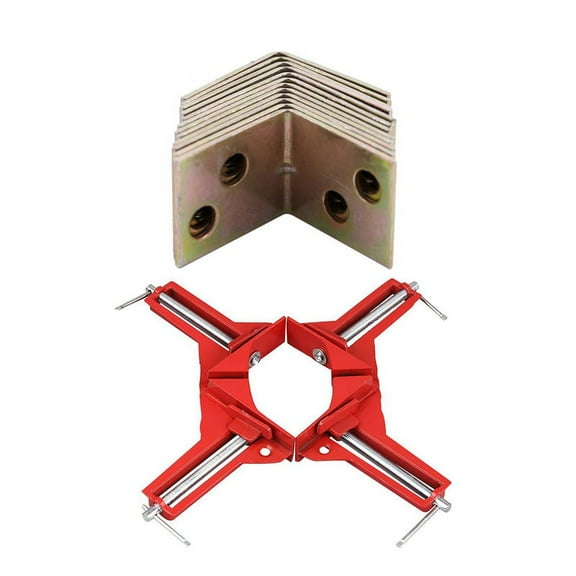 12Pcs Metal Shelf 90 Degree Brass Tone & 2Pcs Corner Clamps 3Inch 90 Degree Right Angle Clamp