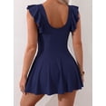 thumbnail image 5 of SKQIT Women's Ruffle Sleeve Swim Dress - Tummy Control One-Piece Swimsuit with Knot Side Skirt, 5 of 5