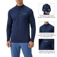 thumbnail image 6 of Men's Stand Up Collar Half Zipper Reflective Fitness Long Sleeve Quick Dry Running Top Navy blue 2XL, 6 of 8