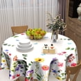 thumbnail image 4 of Spring Flowers Tablecloth Butterfly Floral Round Tablecloth 60 Inch Summer/Spring Table Cloth for Farmhouse Kitchen Decor Polyester Fabric Spring Table Cover for Holiday Party Outdoor Camping, 4 of 6