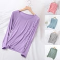 thumbnail image 2 of Fengactive Women's Lightweight Pajamas Tops Long Sleeve Plain Lounge T-Shirt Crewneck Soft Pajama Shirts Sleep Tunics Tee, 2 of 9
