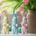 thumbnail image 2 of Flocked Easter Bunny Decor - Flocking Rabbit with Bow tie Tabletop Ornament Spring Tables Decoration Centerpieces Indoor - Easter Decorating Bunnies for Home Party, 2 of 9
